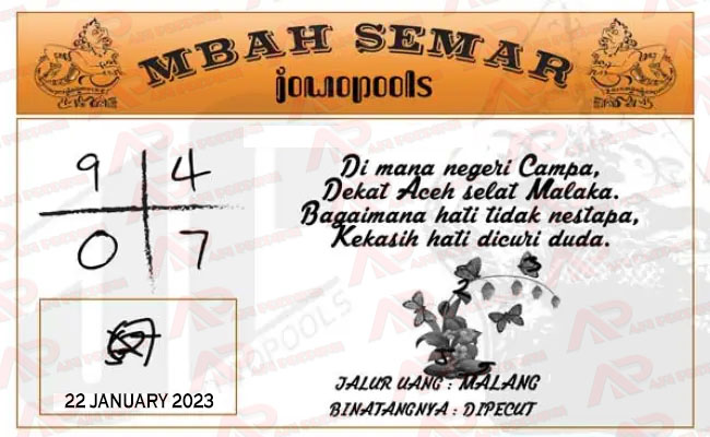 Syair HK Mbah Semar 22 January 2023