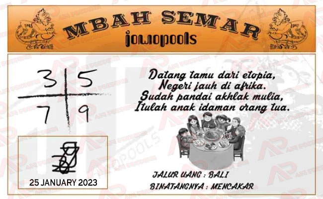 Syair HK Mbah Semar 25 January 2023
