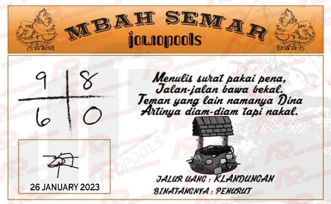 Syair HK Mbah Semar 26 January 2023