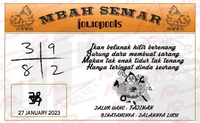 Syair HK Mbah Semar 27 January 2023