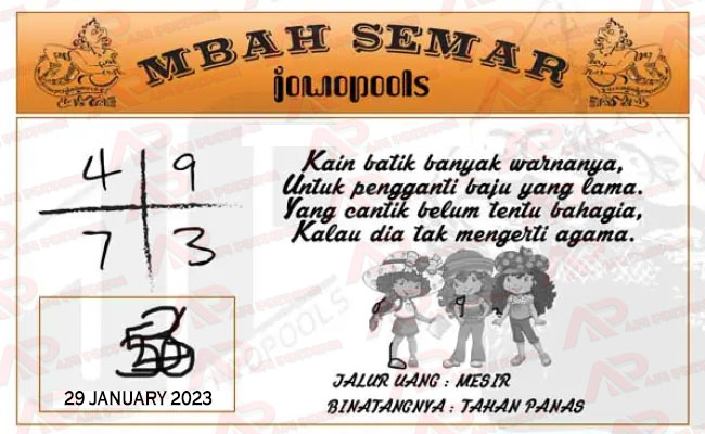 Syair HK Mbah Semar 29 January 2023