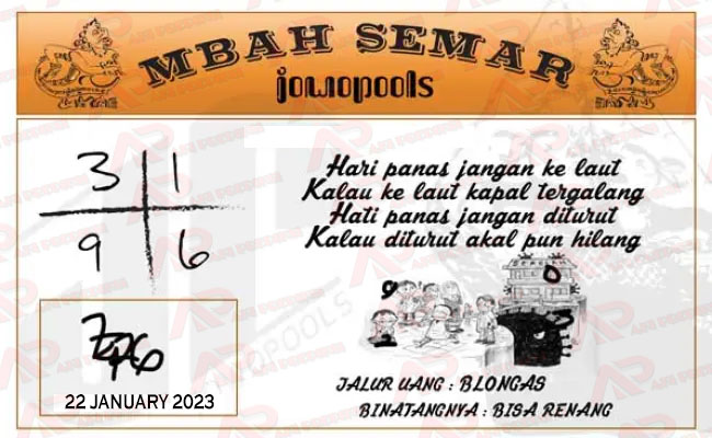 Syair SD Mbah Semar 22 January 2023