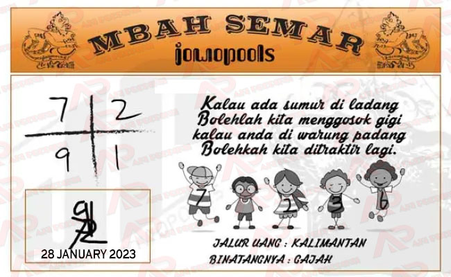 Syair SD Mbah Semar 28 January 2023