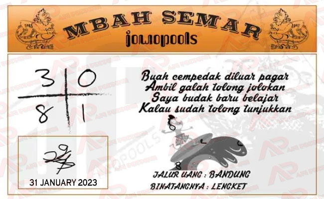 Syair SD Mbah Semar 31 January 2023