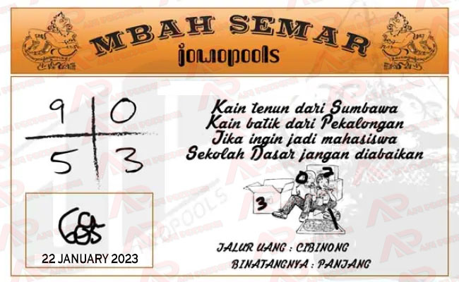 Syair SGP Mbah Semar 22 January 2023