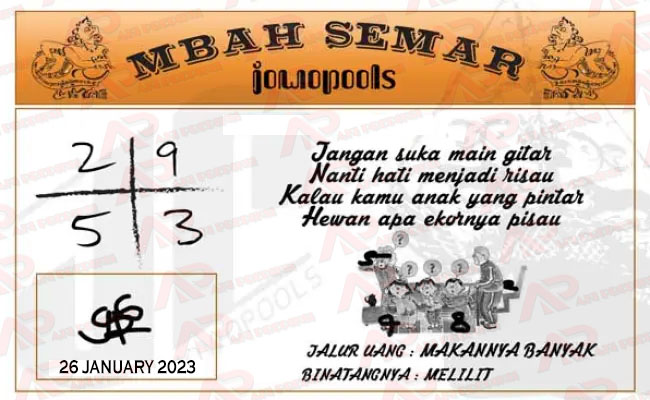 Syair SGP Mbah Semar 26 January 2023