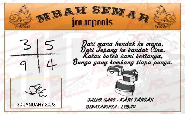 Syair SGP Mbah Semar 30 January 2023